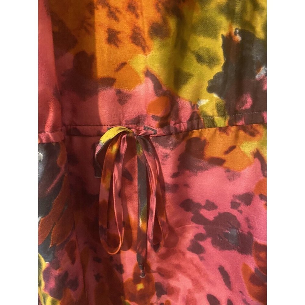 Trina Turk Silk Mulicolor Dropped Waist 3/4 Long Sleeve Dress 8 Medium - Picture 7 of 9